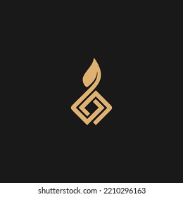 Gold GD letter logo design. GD logo design with leaf and modern trendy
