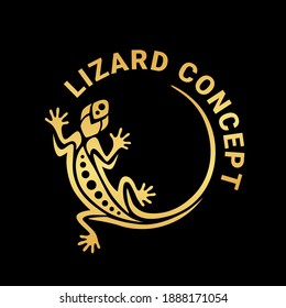 Gold gecko lizard logo graphic design concept. Editable element, can be used as logotype, icon, template in web and print