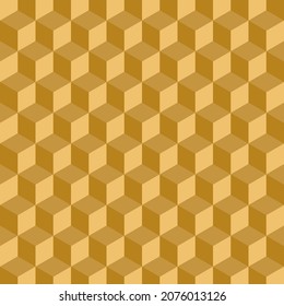 Gold geometric 3d cubes pattern. Abstract background.	