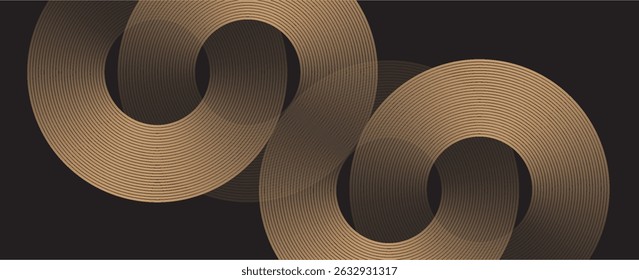 gold geometric abstract background overlapping layers on bright space with line effect decoration. Circle style concept modern graphic design element for banner, flyer, card. vectors