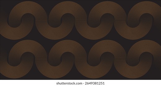fundo abstrato geométrico dourado sobrepondo camadas no espaço brilhante com decoração de efeito de linha. Conceito de estilo de círculo elemento de design gráfico moderno para banner, folheto, cartão. vetor. eps.10