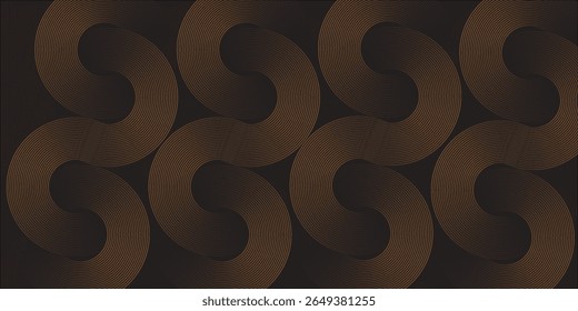 gold geometric abstract background overlapping layers on bright space with line effect decoration. Circle style concept modern graphic design element for banner, flyer, card. vector	
