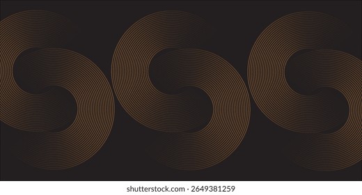 gold geometric abstract background overlapping layers on bright space with line effect decoration. Circle style concept modern graphic design element for banner, flyer, card. vector	