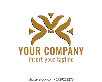 Gold geometric abstract logo for commercial use. vector. 
