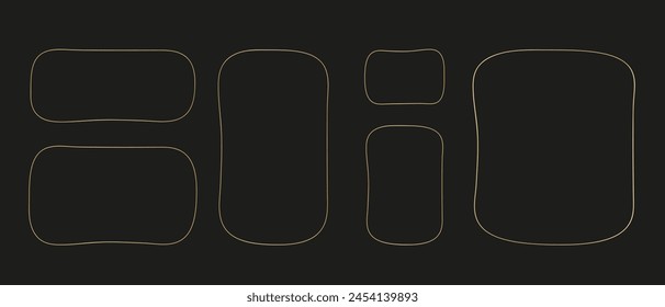 Marcos geométricos art decó del oro Marcos de oro de lujo para las tarjetas de invitación de la boda Línea delgada oval y rectángulo para el diseño de la invitación. Ilustración vectorial aislada sobre fondo negro eps 10