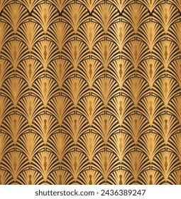 Gold Geometric Art Deco Pattern Design with Black Ornaments	
