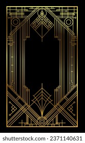 Gold geometric art deco style line art. Vector illstration