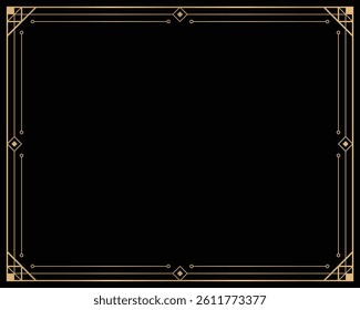 Gold geometric border in art deco style