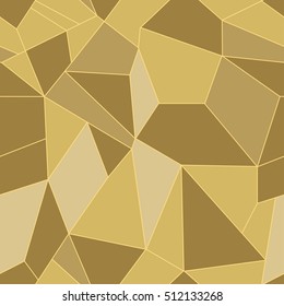 Gold geometric crystal background. Polygonal vector illustration. Jewelry abstract seamless pattern.