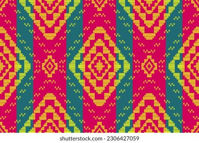 Gold Geometric ethnic oriental ikat folk seamless pattern traditional in tribal. Design for background,printing,cover,textile,wallpaper,clothing,wrapping,fabric,Vector illustration.embroidery style.