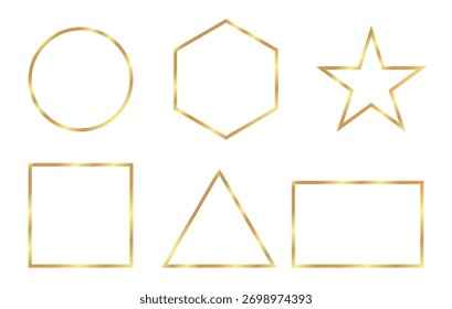 Forma de moldura geométrica dourada isolada no plano de fundo branco