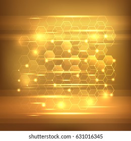 Gold geometric glow abstract background. Vector illustration.