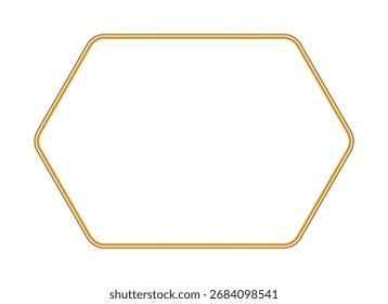 Gold geometrischen Sechseck 3D-Rahmen. Luxus realistische polygonale Vignette. Vintage dekorative goldene Zierrahmen für Zertifikate, Auszeichnungen, Briefmarken, verschiedene Design. Vektorgrafik