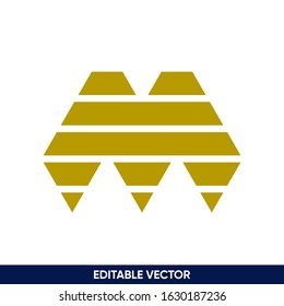 gold geometric letter M initial monogram modern logo