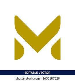 gold geometric letter M initial monogram modern logo