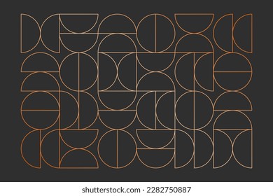 Gold geometric line pattern. Abstract circle shape, luxury art deco background for poster print cover design. Vector art