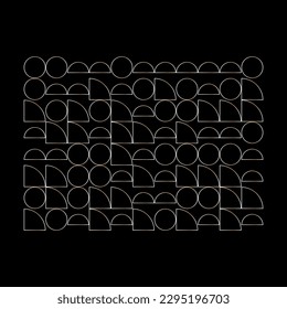Gold geometric line pattern. Abstract circle square shapes, luxury art deco background, minimal poster print. Vector art	
