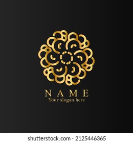 Diseño de plantillas de logotipo geométrico dorado en estilo lineal de moda. Elegante símbolo de logotipo vectorial de ornamento premium. Ilustración vectorial.