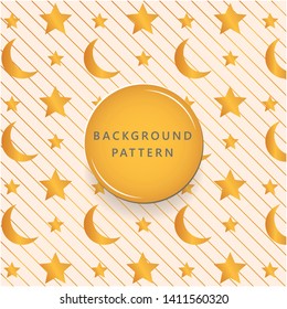 Gold geometric moon and star textures pattern background. for wrapping paper, fabric, cover and card.