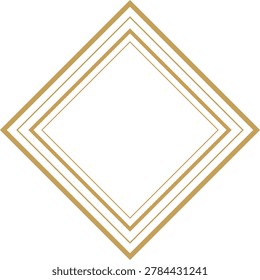 Gold geometric nested diamond rhombus frame design isolated on white background for luxury branding modern art deco illustration