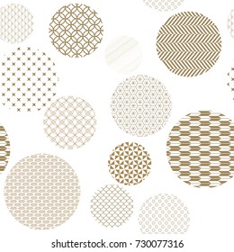 Gold geometric pattern seamless vector with Japanese background style circle shape for backdrop, template, cover page design.