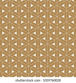 Gold geometric pattern vector. Japanese background. Brown wrapping paper design. Triangle repeat elements.