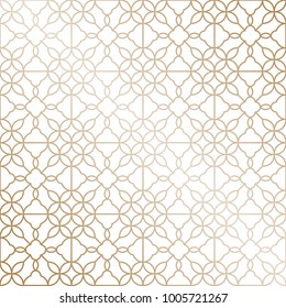 Gold geometric pattern vector. Oriental line background.