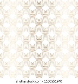 Gold Geometric Pattern Vector. Oriental Line Background. Curve Elements Decoration.