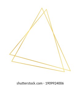 Gold geometric polygonal frame with shining effects isolated on white background. Empty glowing art deco backdrop. Vector illustration.