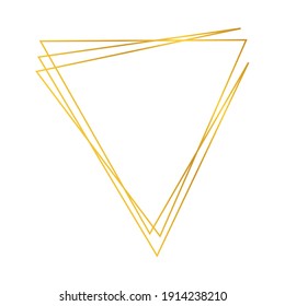 Goldener geometrischer polygonaler Rahmen mit glänzenden Effekten einzeln auf weißem Hintergrund. Leere, leuchtende Art-Deco-Hintergrund. Vektorgrafik.