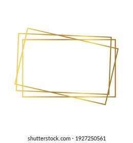 Goldener geometrischer polygonaler Rahmen mit glänzenden Effekten einzeln auf weißem Hintergrund. Leere, leuchtende Art-Deco-Hintergrund. Vektorgrafik.