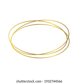 Goldener geometrischer polygonaler Rahmen mit glänzenden Effekten einzeln auf weißem Hintergrund. Leere, leuchtende Art-Deco-Hintergrund. Vektorgrafik.