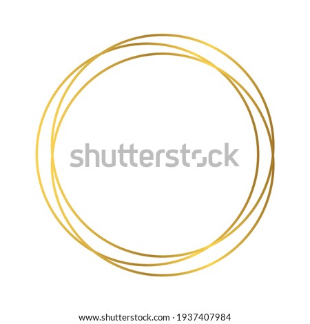 Gold geometric polygonal frame with shining effects isolated on white background. Empty glowing art deco backdrop. Vector illustration.