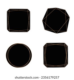 Gold geometric polyhedron, wedding invitation