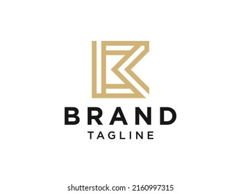 Leyenda de cinta geométrica de oro con logotipo de letra inicial K. Usable para negocios, bienes raíces, arquitectura y logotipos de construcción. Elemento de plantilla de diseño de logotipo de vectores planos.
