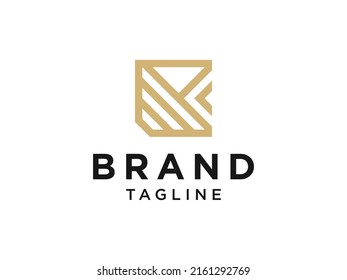 Gold Geometric Ribbon Arrows Initial Letter K Logo. Usable for Business, Real Estate, Architecture and Building Logos. Flat Vector Logo Design Template Element.