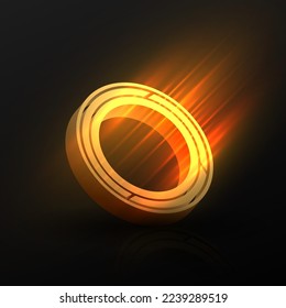 Gold geometric ring with glowing motion light effect