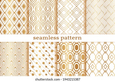 Gold geometric seamless pattern. Golden ​background. Repeated set abstract texture. Repeating collection geometric patern for design wallpapers, gift wrappers, covers, cases, tiles, prints. Vector