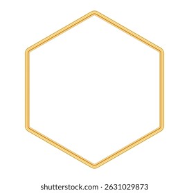 Gouden geometrische glanzende zeshoek frame. Decoratieve sierzeshoek rand voor certificaten, awards, postzegels, vignet, diverse ontwerpen. Vectorillustratie