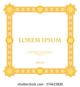 Gold geometric square frame in classic style
