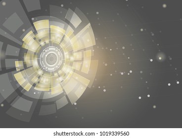 Gold geometric technology background with gear shape. Vector abstract graphic design.Abstract futuristic communication low poly .