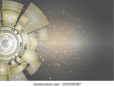 Gold geometric technology background with gear shape. Vector abstract graphic design.Abstract futuristic communication low poly .