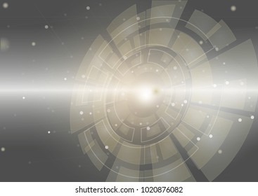 Gold geometric technology background with gear shape. Vector abstract graphic design.Abstract futuristic communication 