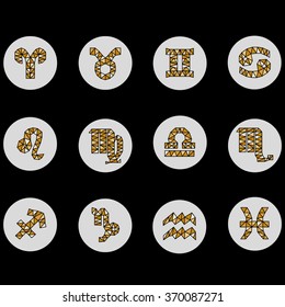Gold geometric zodiac signs