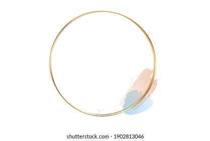 Gold geometrical frame with abstract brush strokes.