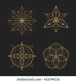 Gold geometry set design;vector illustration