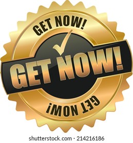 gold get now vector eps10 sign