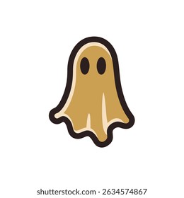 Gold ghost floats eerily on white minimalist backdrop element