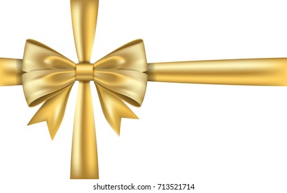 Gold Gift Bow Ribbon Golden Bow Stock Vector (Royalty Free) 713521714 ...