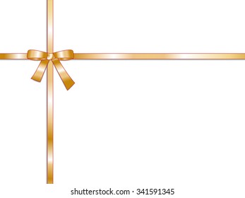 Gold gift bow with ribbons and loops